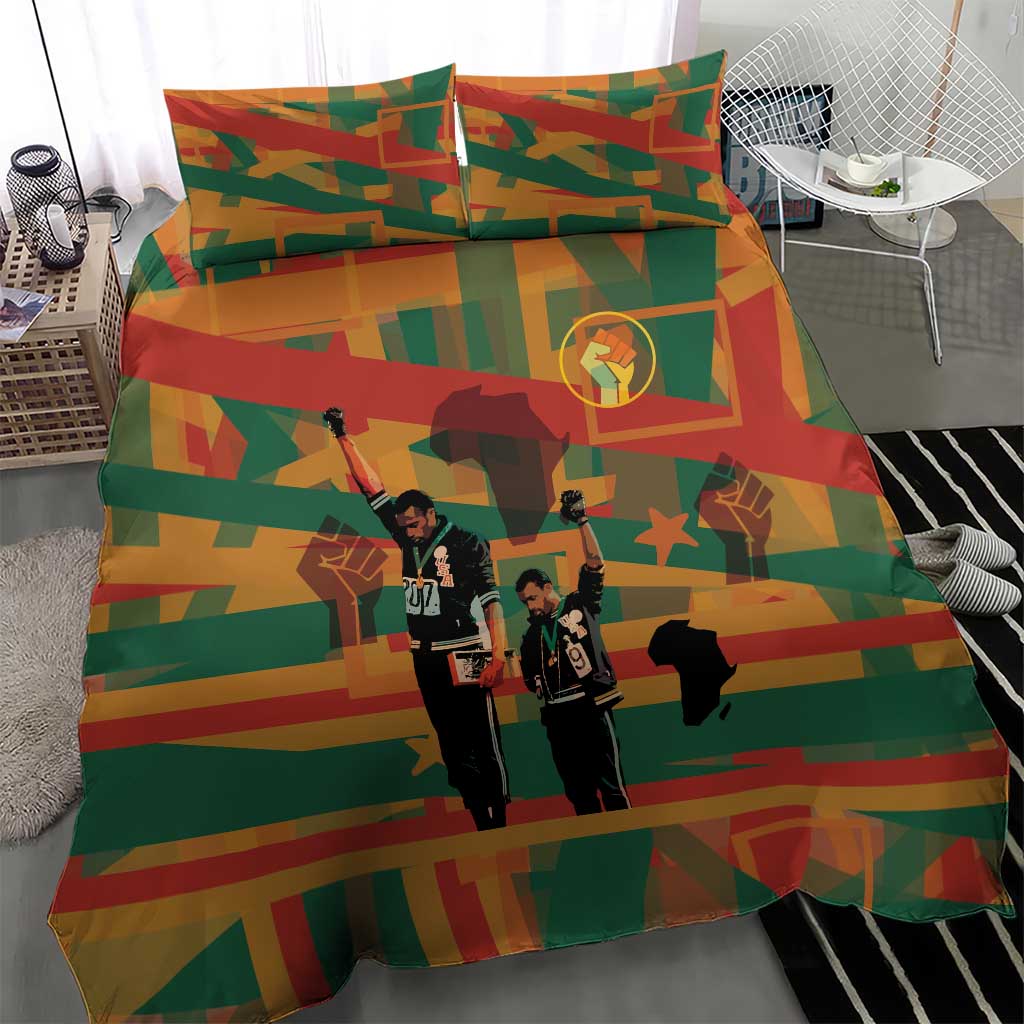 African American 1968 Bedding Set Black Power Fists of Freedom DT03