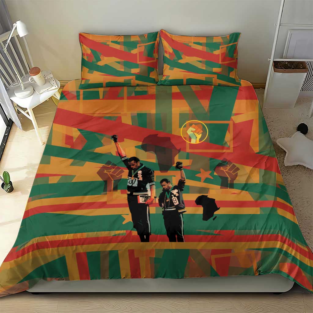 African American 1968 Bedding Set Black Power Fists of Freedom DT03