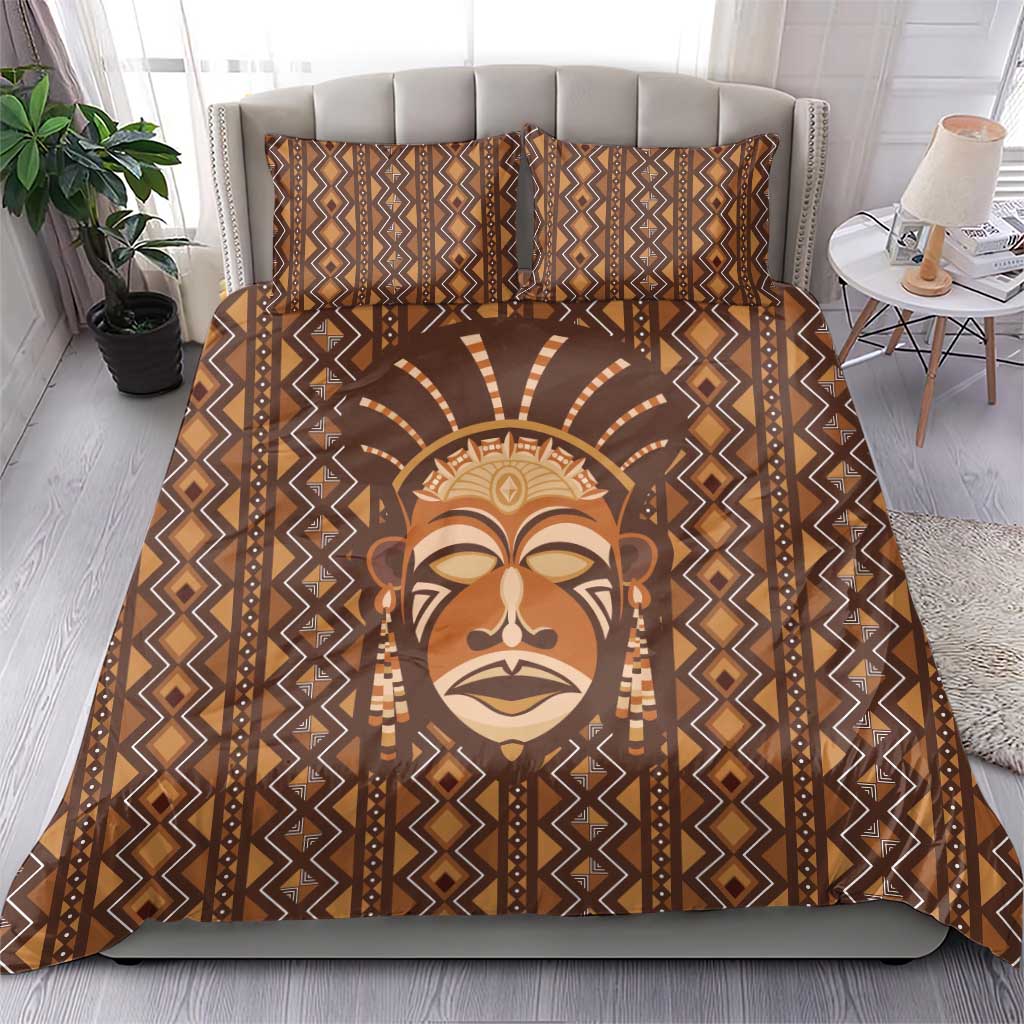 African Mask Printed Mudcloth Bedding Set Afro Bogolan DT03