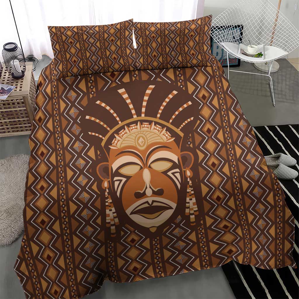 African Mask Printed Mudcloth Bedding Set Afro Bogolan DT03