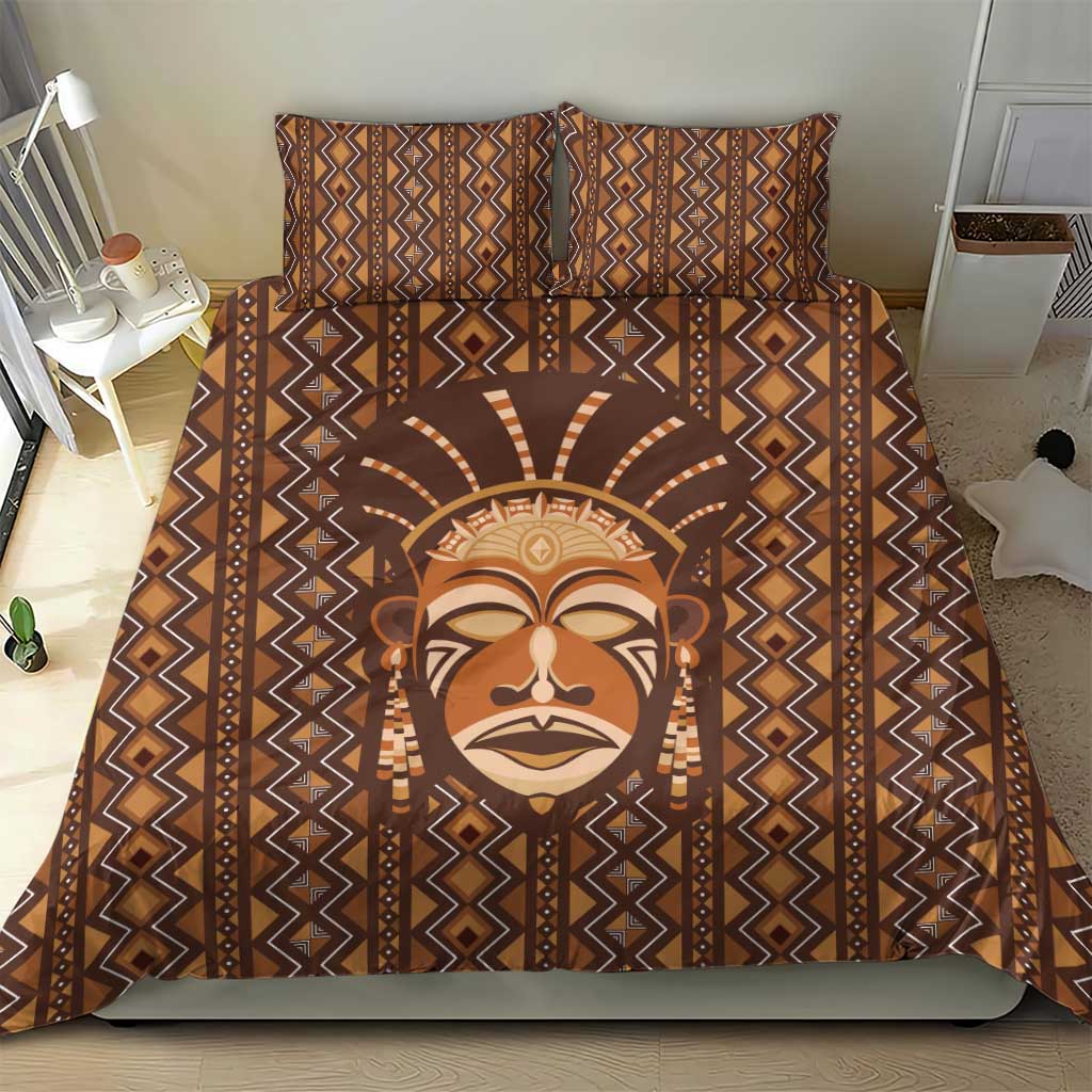 African Mask Printed Mudcloth Bedding Set Afro Bogolan DT03