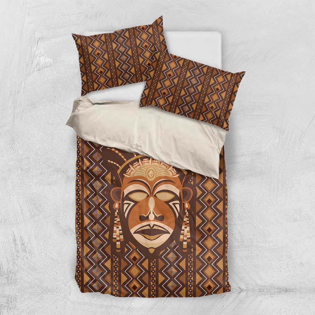 African Mask Printed Mudcloth Bedding Set Afro Bogolan DT03