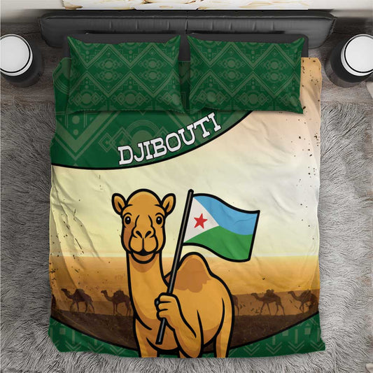 African Djibouti Bedding Set Camel Holding Jabuuti Flag DT05