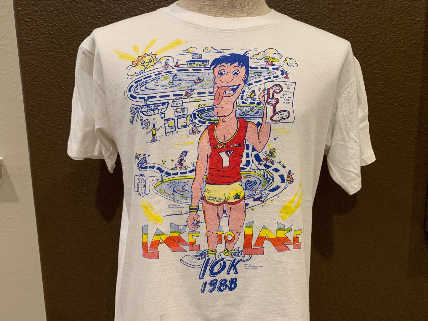 Vintage 80's Lake to Lake 10k 88 Police White T Shirt