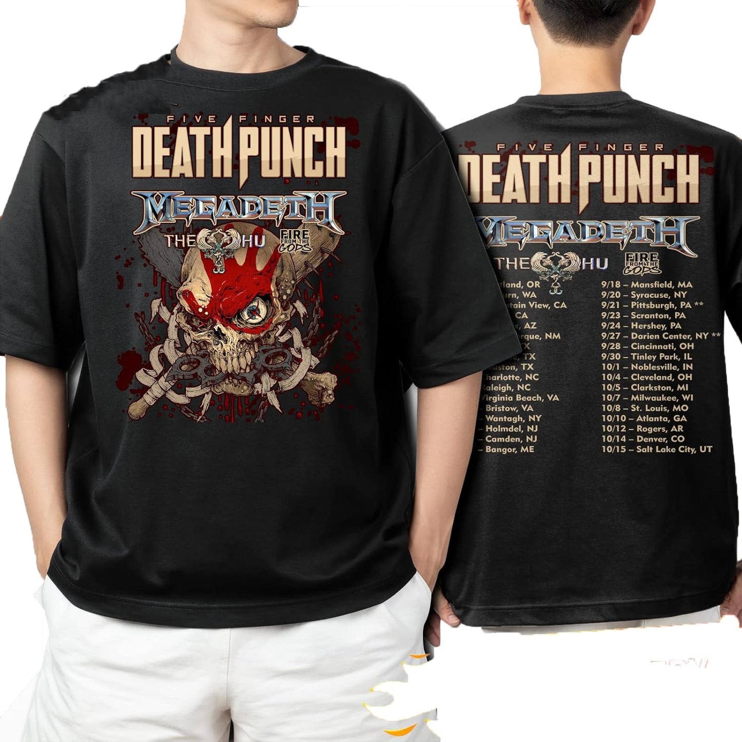 Megadeths Five Fingers Deaths Punchs Tour 2022 Concert T-Shirt