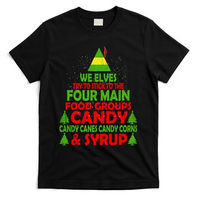 Elf Four Main Food Groups Buddy Christmas Pajama T-Shirt
