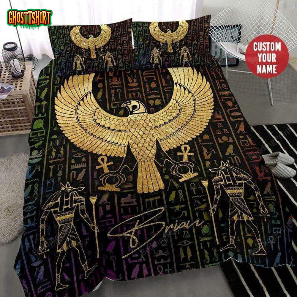Egypt Bird Symbol Personalized Custom Name Duvet Cover Bedding Set