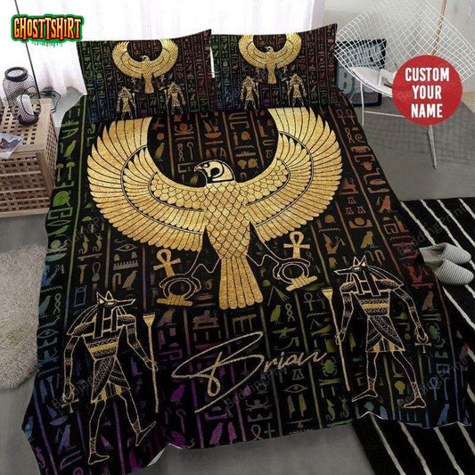Egypt Bird Symbol Personalized Custom Name Duvet Cover Bedding Set
