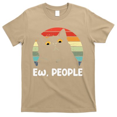 Ew People Funny Black Cat Lover For Women Fun Cat Saying T-Shirt