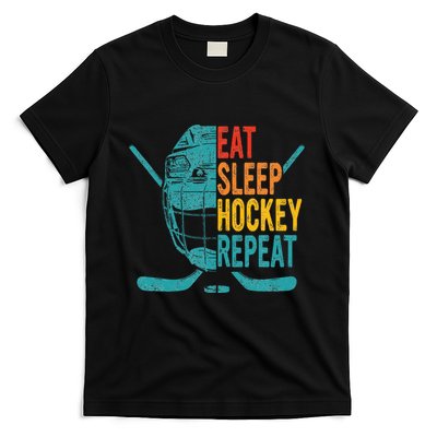 Eat Sleep Hockey Repeat Hockey Funny Ice Hockey T-Shirt