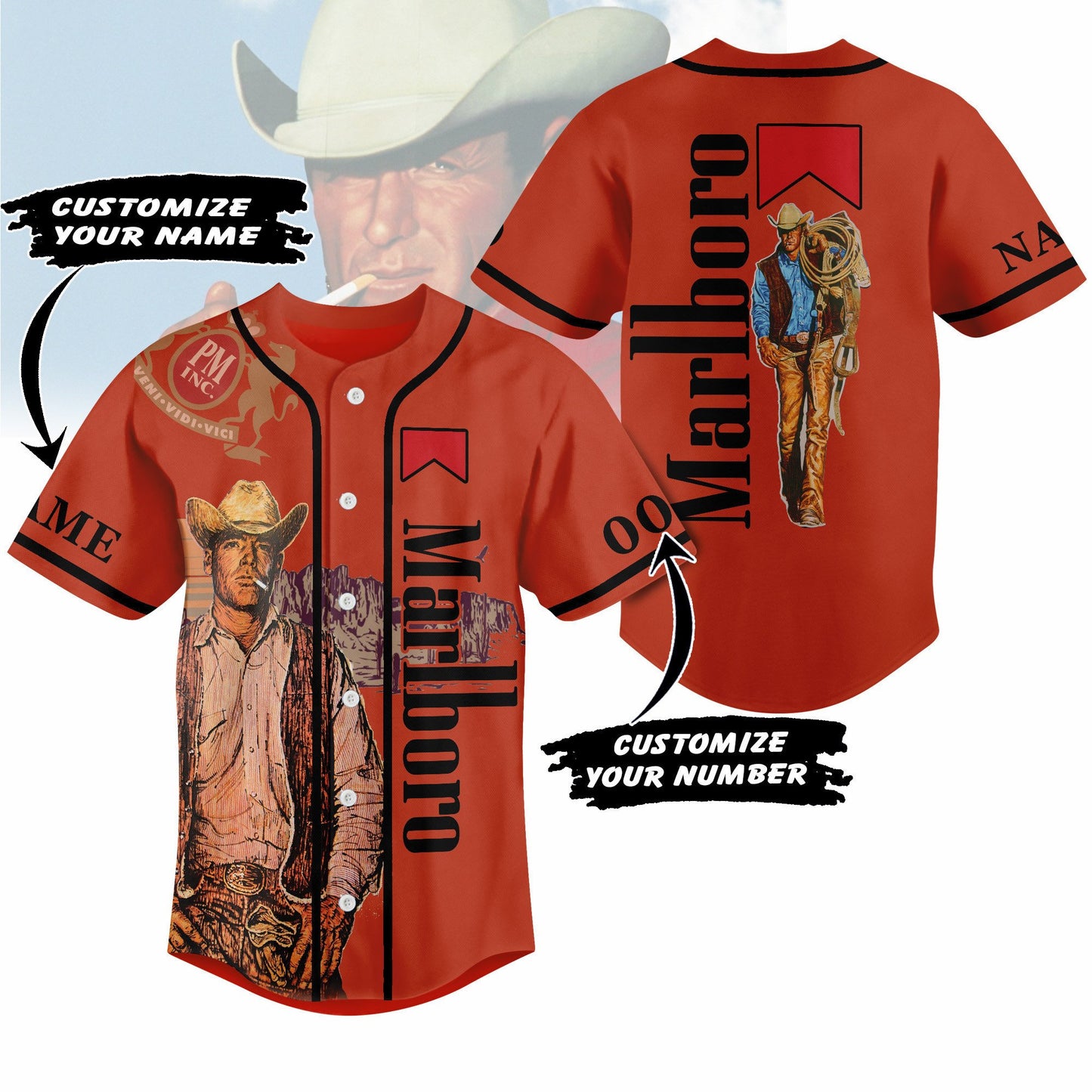 Eye-catching Marlboro Custom Baseball Jersey