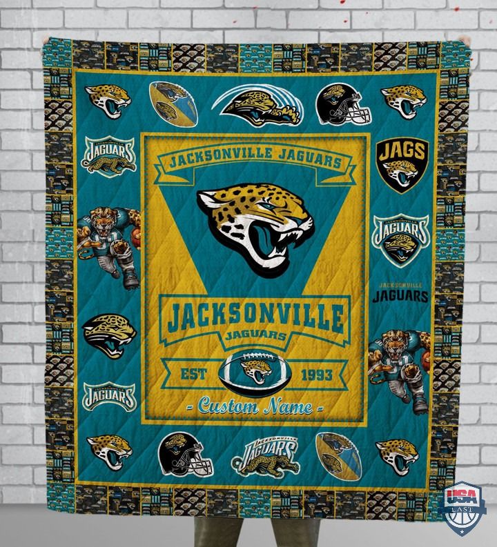 NFL Jacksonville Jaguars Custom Name Teal Gold Bedding Set