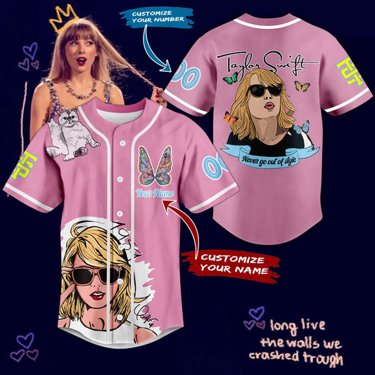 Fashionable Pink Taylor Swift Music Custom Baseball Jersey For Swifties