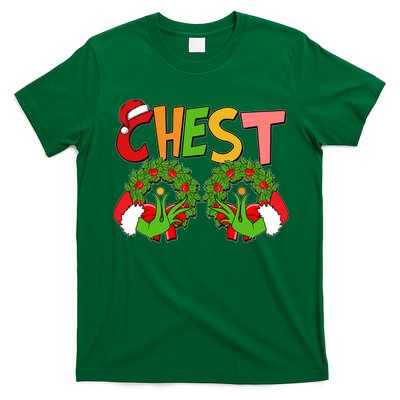 Funny Christmas Chest Matching Couple T-Shirt