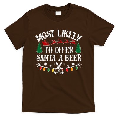 Funny Christmas Most Likely To Offer Santa A Beer T-Shirt