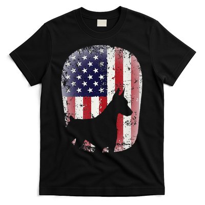 Funny Doberman Pinscher Art For Doberman US Flag T-Shirt