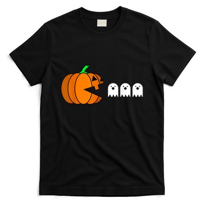 Funny Halloween Pumpkin Eating Ghost Gamer T-Shirt