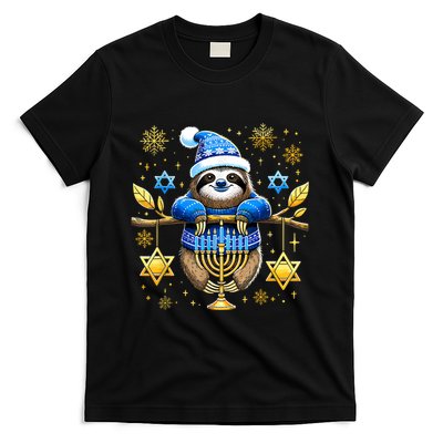 Funny Hanukkah Sloth Jewish Chanukah Sleeping Hanukkah Pjs T-Shirt