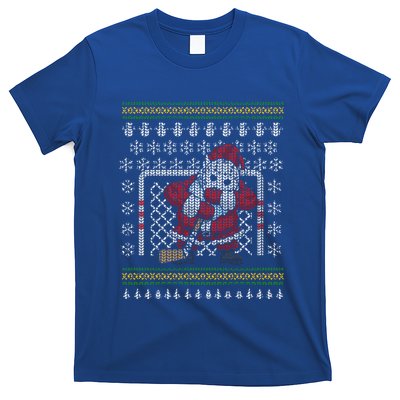 Funny Ice Hockey Ugly Christmas Sweater Santa Goalie Hockey Gift T-Shirt