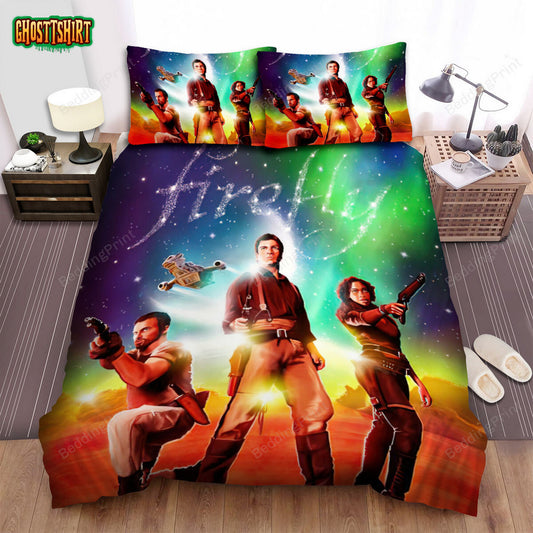 Firefly Three Main Actors With One Of Scene Movie Poster Bed Sheets Duvet Cover Bedding Set