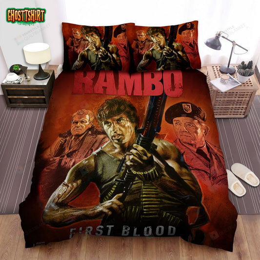 First Blood (1982) Movie Poster 2 Bed Sheets Duvet Cover Bedding Set