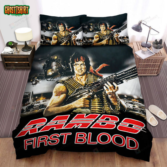 First Blood (1982) Movie Rambo With Gun 2 Bed Sheets Duvet Cover Bedding Set