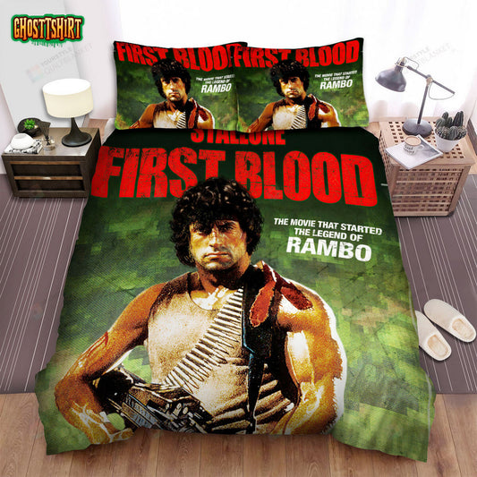 First Blood (1982) Sylvester Stallone Movie Poster Bed Sheets Duvet Cover Bedding Set