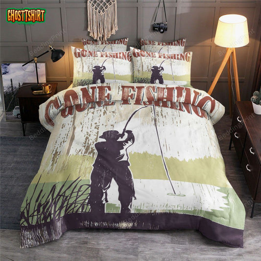 Fishing Illustration Gone Fishing Bedding Set