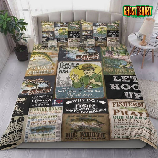 Fishing Teach A Man To Fish Bed Sheets Duvet Cover Bedding Set