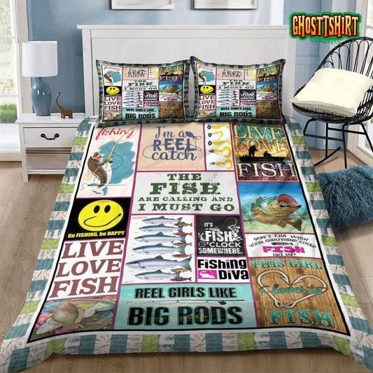Fishing The Fish Are Calling And I Must Go Bed Sheets Duvet Cover Bedding Set