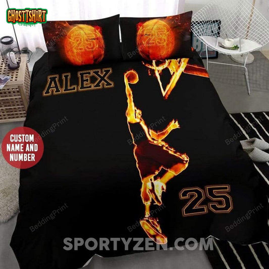 Flame Basketball Player Personalized Custom Duvet Cover Bedding Set