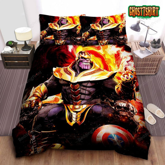Flaming Thanos Bed Sheets Duvet Cover Bedding Set