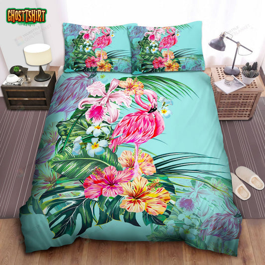 Flamingo Tropical Custom Personalized Name Duvet Cover Bedding Set