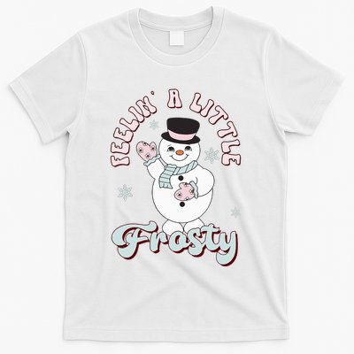 Feelin' Little Frostys Snowman Groovy Retro Christmas Pajama T-Shirt