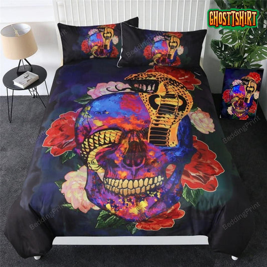 Floral Cobra Snake Bed Sheets Duvet Cover Bedding Set