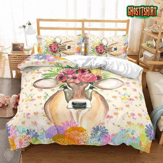Floral Cow Bedding Set