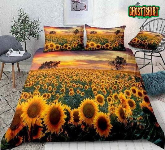 Floral Field Landscape Sunflower Bedding Set