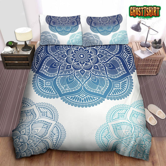 Floral Mandala Blue Shades Bedding Set
