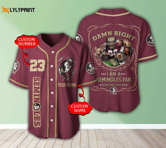Florida State Seminoles Personalized Baseball Jersey Fan Gifts - lylyprint.com