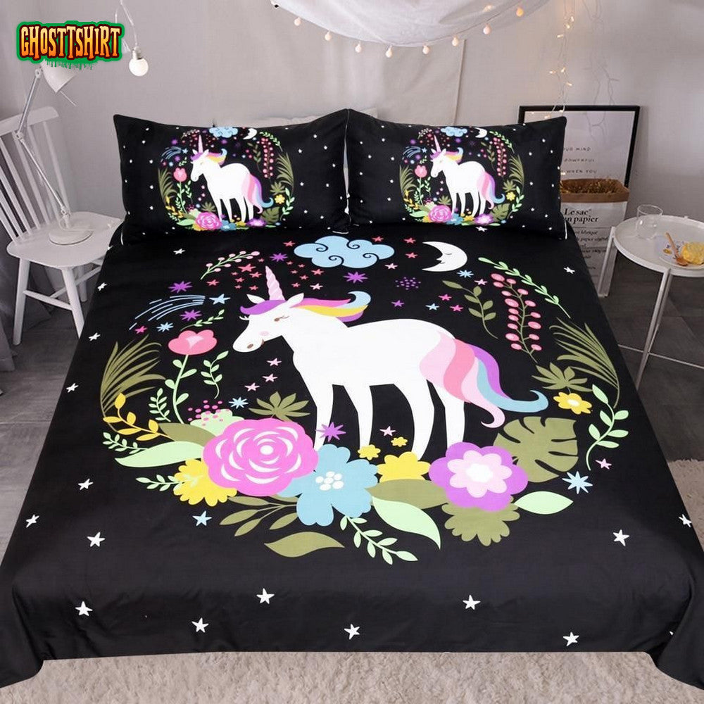 Flowers Cartoon Cotton Bed Sheets Spread Comforter Duvet Cover Bedding Set
