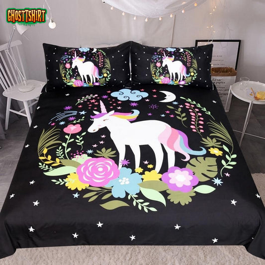 Flowers Cartoon Cotton Bed Sheets Spread Comforter Duvet Cover Bedding Set