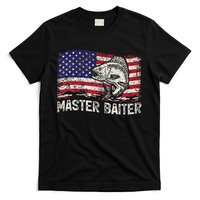 Fishing Lover Vintage American Flag Master Baiter T-Shirt