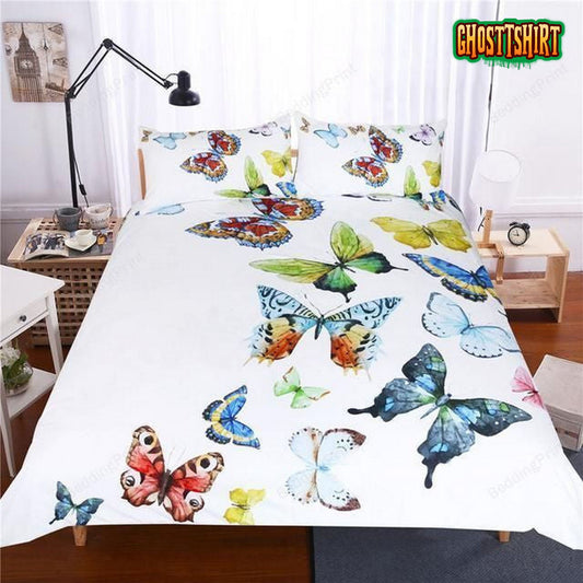 Flying Butterflies Themed Bed Sheets Duvet Cover Bedding Set