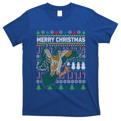 Flying Mallard Duck Merry Christmas Ugly Xmas Design Gift T-Shirt