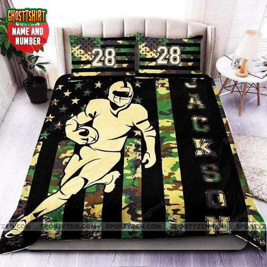 Football American Camo Flag Custom Duvet Cover Bedding Set