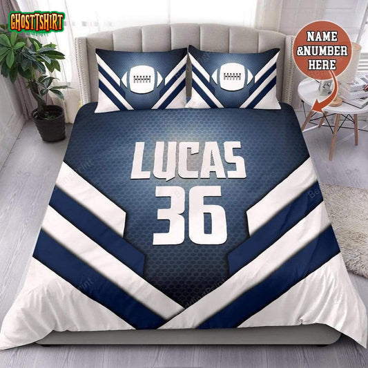 Football Glowing Personalized Custom Name Duvet Cover Bedding Set