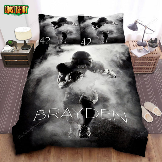 Football Man Smoke Black White Custom Duvet Cover Bedding Set