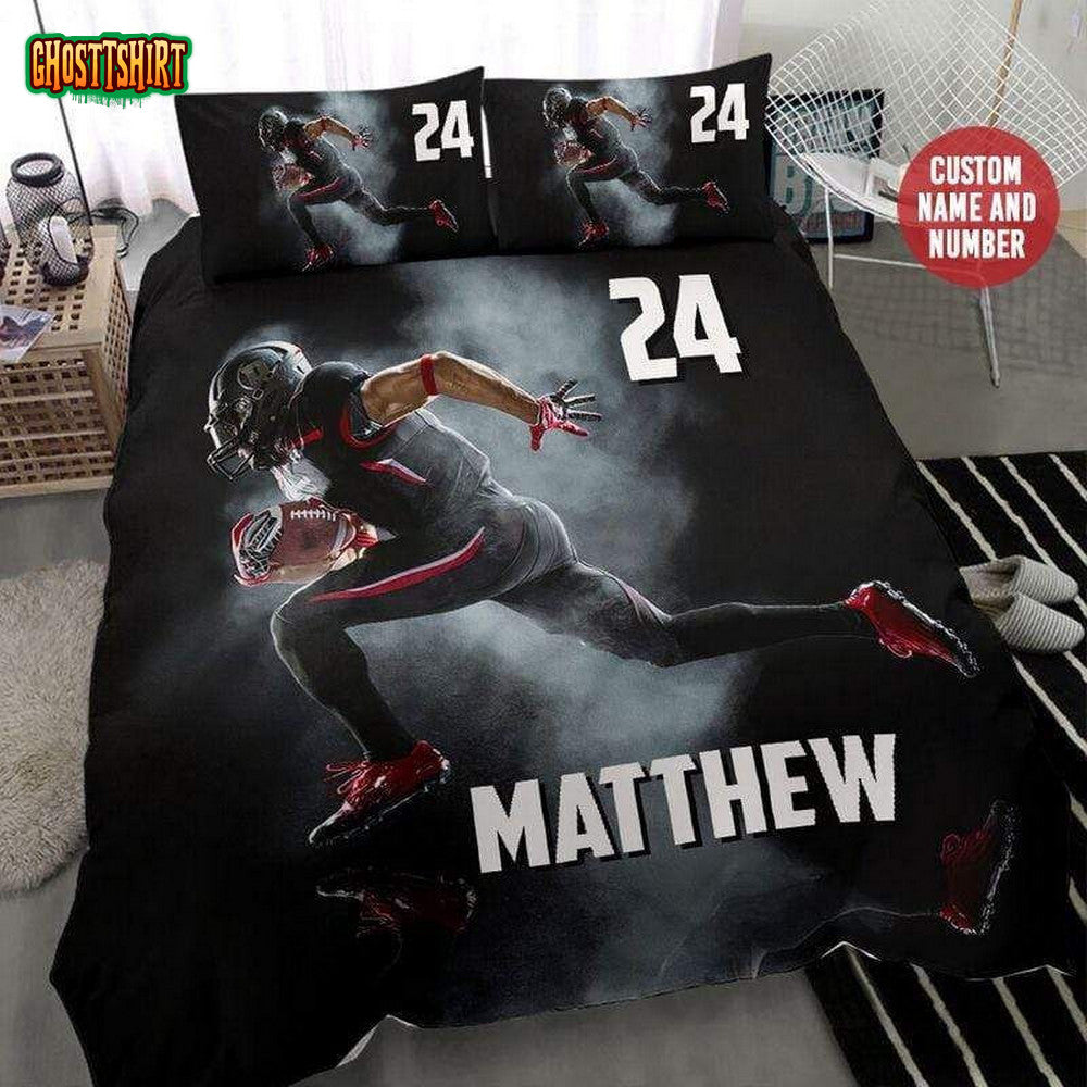 Football Player Run Smoke Custom Duvet Cover Bedding Set
