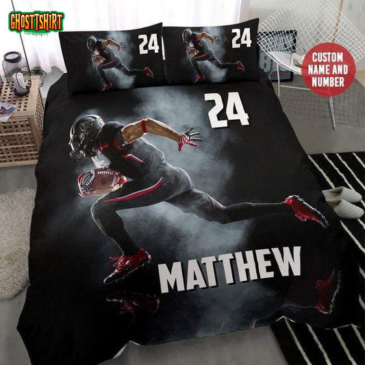Football Player Run Smoke Custom Duvet Cover Bedding Set