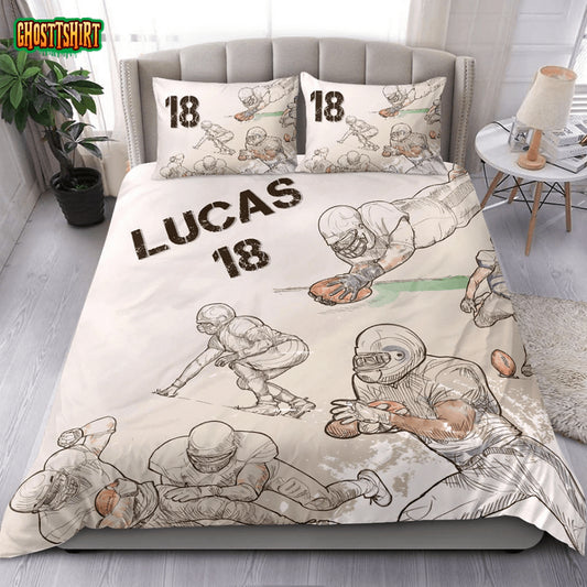 Football Sketch Players Custom Duvet Cover Bedding Set